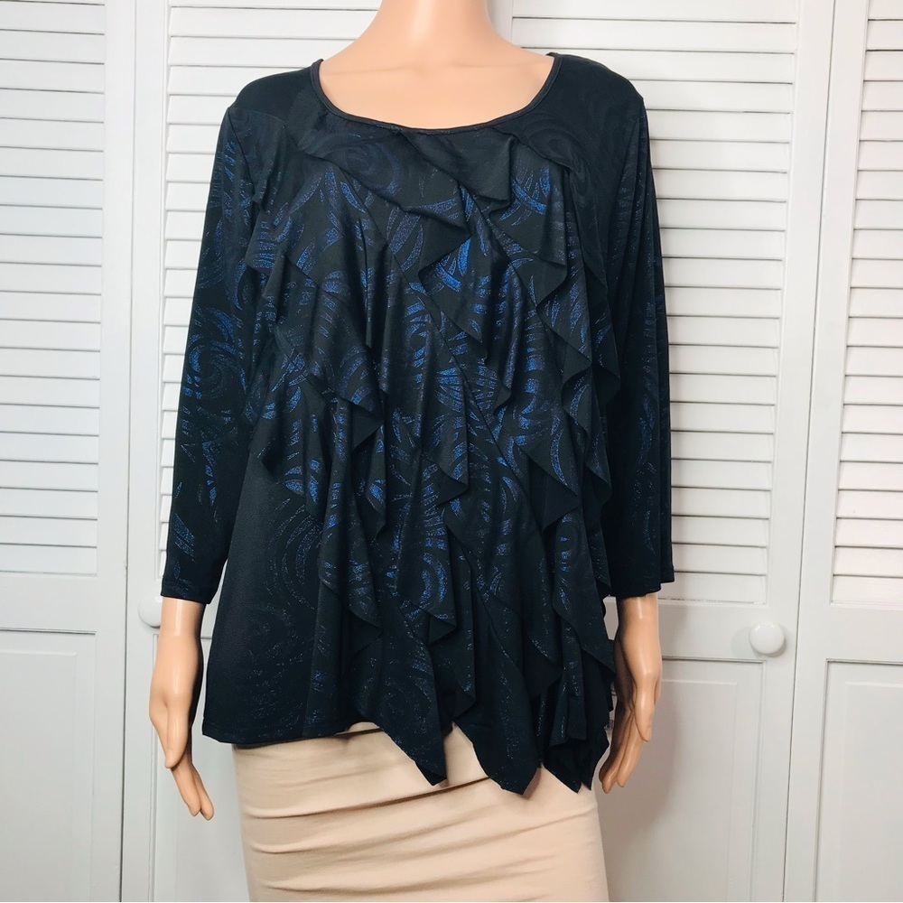 NOTATIONS Aayta Sparkle Ruffle Design Top Size 2X